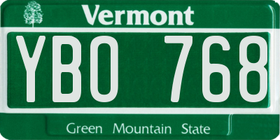 VT license plate YBO768
