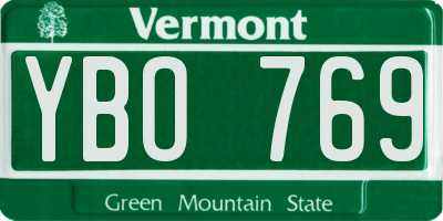 VT license plate YBO769