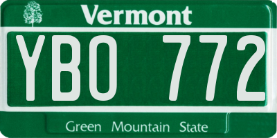 VT license plate YBO772