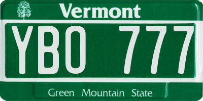 VT license plate YBO777