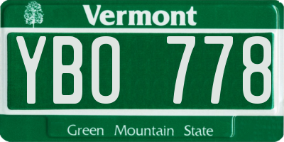 VT license plate YBO778