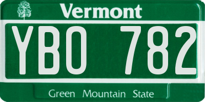 VT license plate YBO782