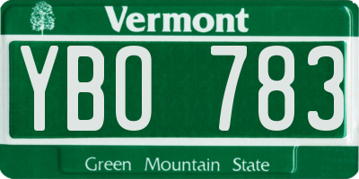 VT license plate YBO783