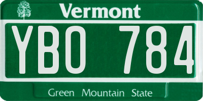 VT license plate YBO784