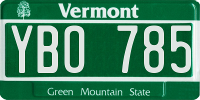 VT license plate YBO785