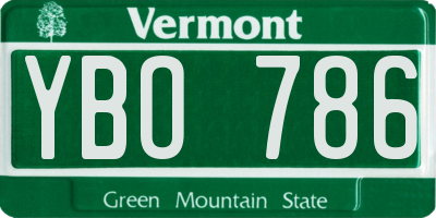VT license plate YBO786
