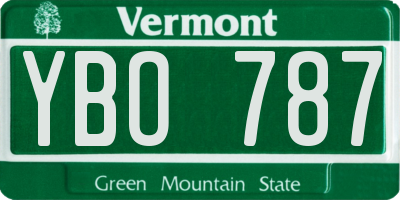 VT license plate YBO787