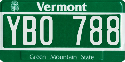 VT license plate YBO788