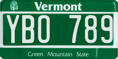 VT license plate YBO789