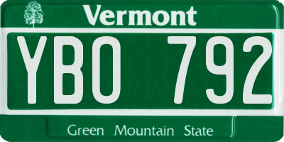 VT license plate YBO792