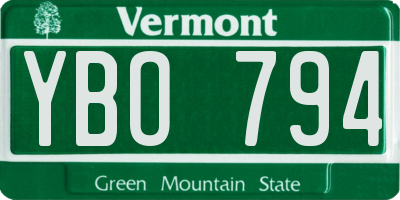 VT license plate YBO794