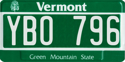 VT license plate YBO796