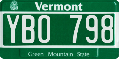 VT license plate YBO798