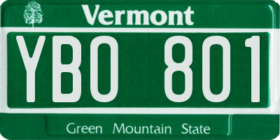 VT license plate YBO801