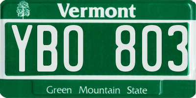 VT license plate YBO803