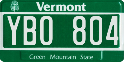 VT license plate YBO804