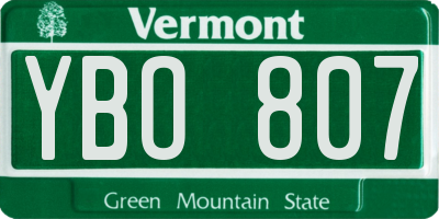 VT license plate YBO807