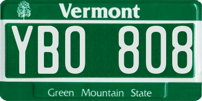 VT license plate YBO808