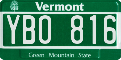 VT license plate YBO816