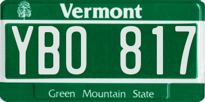 VT license plate YBO817