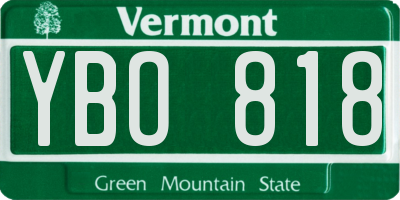 VT license plate YBO818
