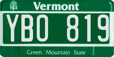 VT license plate YBO819