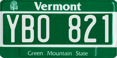 VT license plate YBO821
