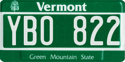 VT license plate YBO822