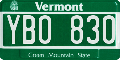 VT license plate YBO830