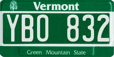 VT license plate YBO832