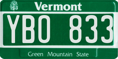 VT license plate YBO833