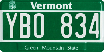 VT license plate YBO834