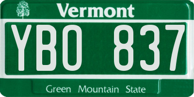 VT license plate YBO837