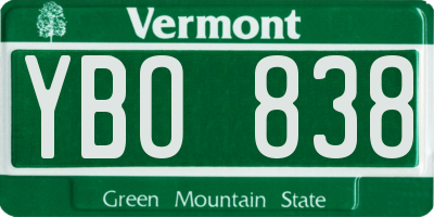 VT license plate YBO838