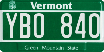 VT license plate YBO840