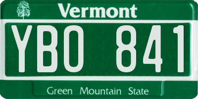 VT license plate YBO841