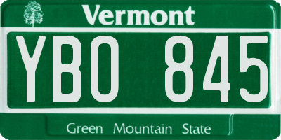 VT license plate YBO845