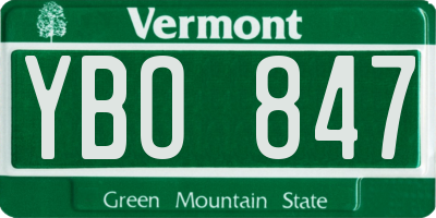 VT license plate YBO847