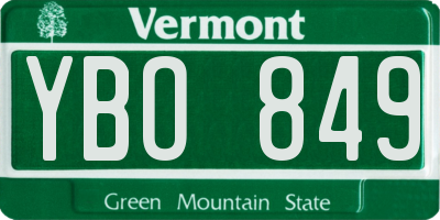 VT license plate YBO849