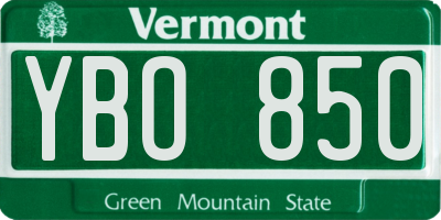 VT license plate YBO850