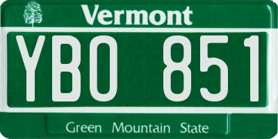 VT license plate YBO851