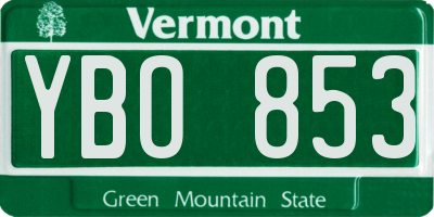 VT license plate YBO853