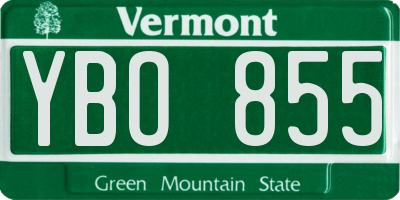 VT license plate YBO855