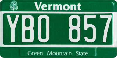 VT license plate YBO857