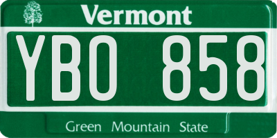 VT license plate YBO858