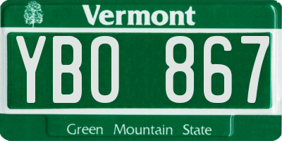 VT license plate YBO867
