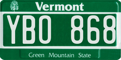 VT license plate YBO868