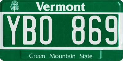 VT license plate YBO869