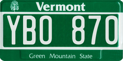 VT license plate YBO870