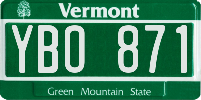 VT license plate YBO871